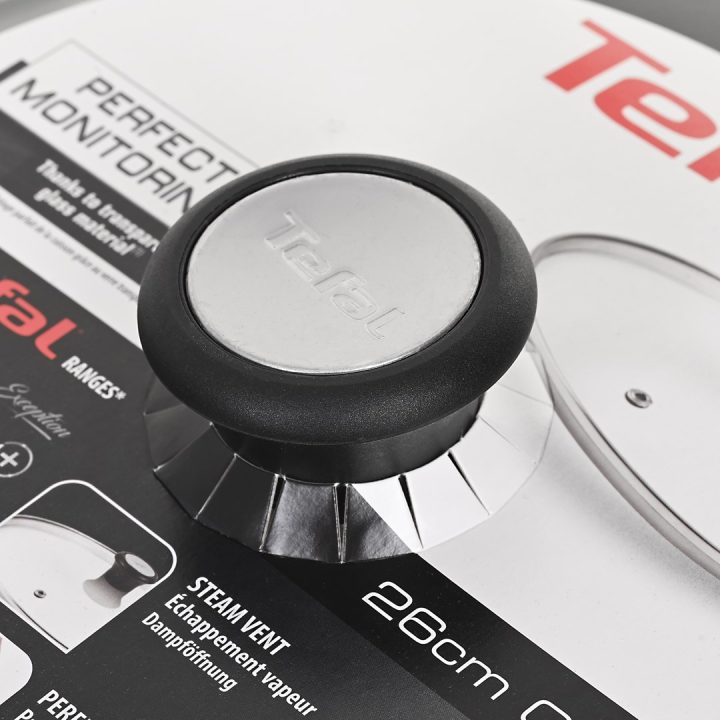 Tefal 28097612 pan lid Round Black Stainless steel Transparent