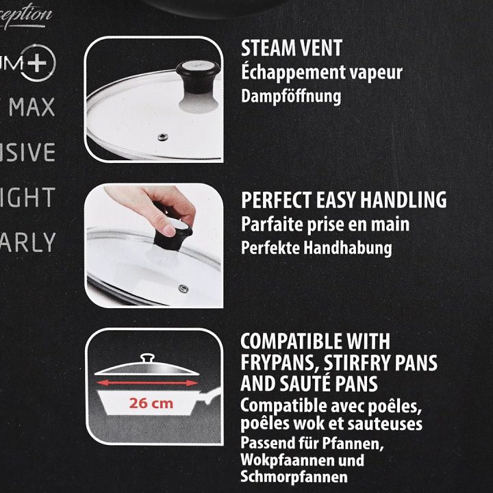 Tefal 28097612 pan lid Round Black Stainless steel Transparent