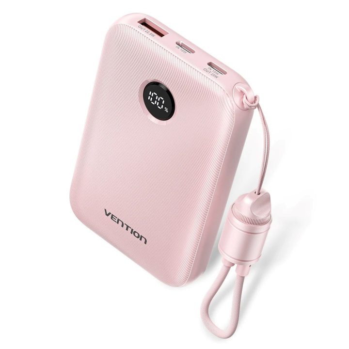Vention 10000mAh Powerbank 2xUSB-C 1xUSB-A 22.5W pink
