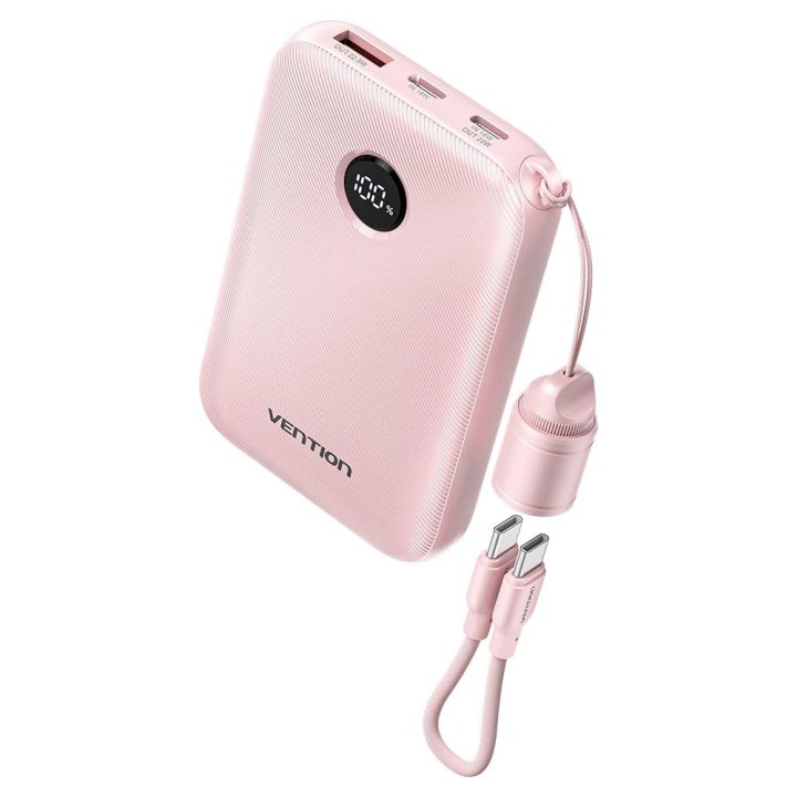 Vention 10000mAh Powerbank 2xUSB-C 1xUSB-A 22.5W pink