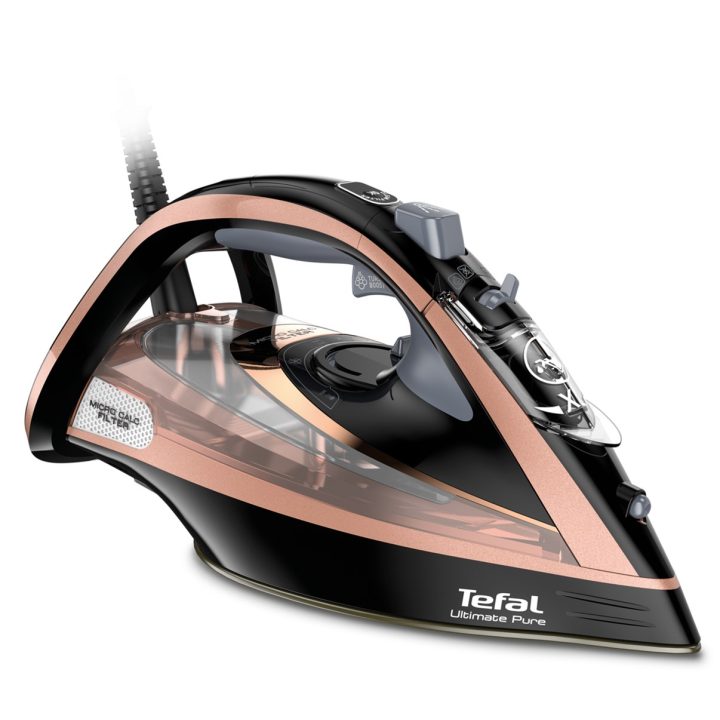Tefal Ultimate Pure FV9845 iron Dry & Steam iron Durilium Autoclean soleplate 3200 W Black Copper