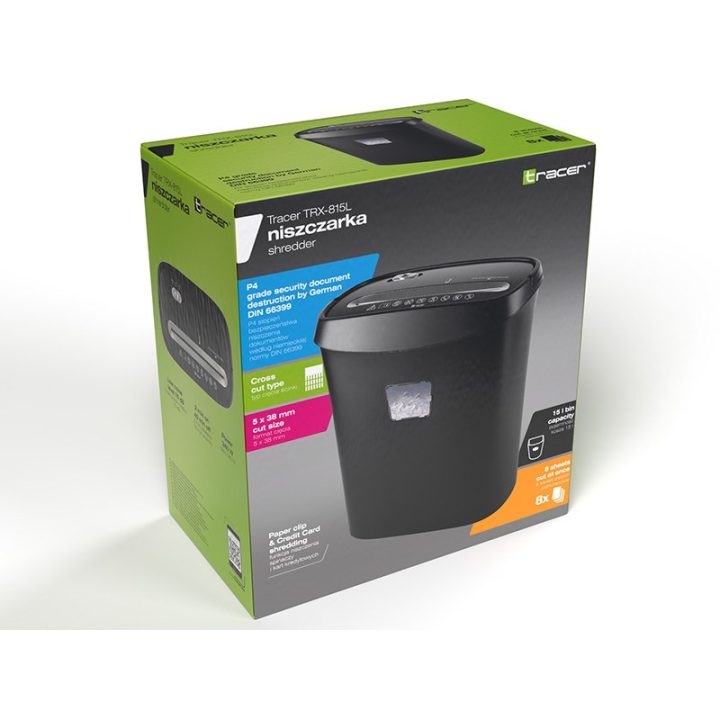 Tracer TRX-815L shredder paper shredder Cross shredding 72 dB 22 cm Black
