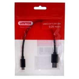 UNITEK CABLE USB-C - USB-A 3.1 M/M 0.25M Y-C490BK