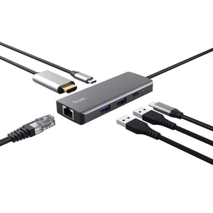 Trust Dalyx - 6-in-1 USB-C Multi-Port Adapter 1000 Mbit/s (silver)