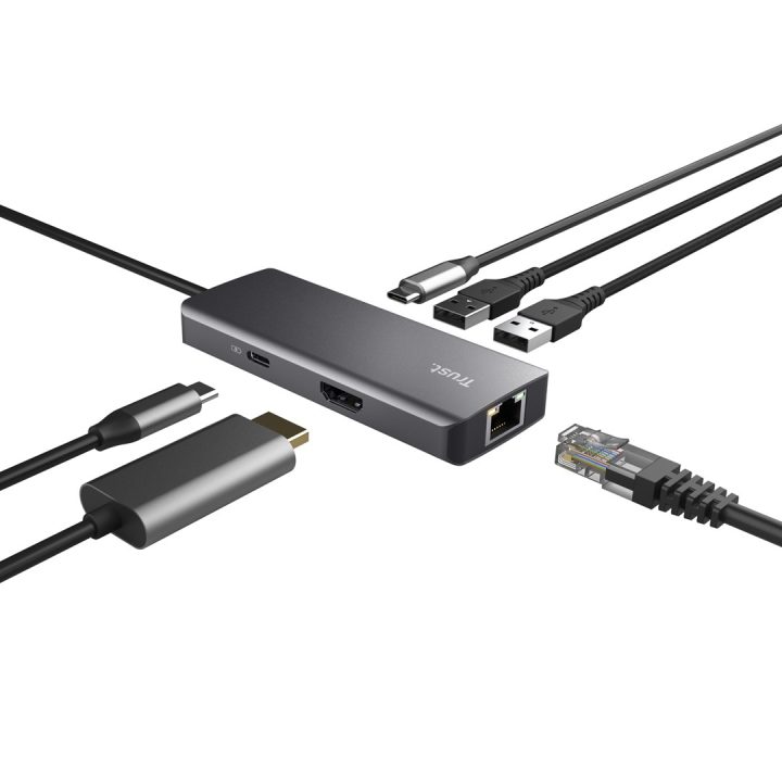 Trust Dalyx - 6-in-1 USB-C Multi-Port Adapter 1000 Mbit/s (silver)