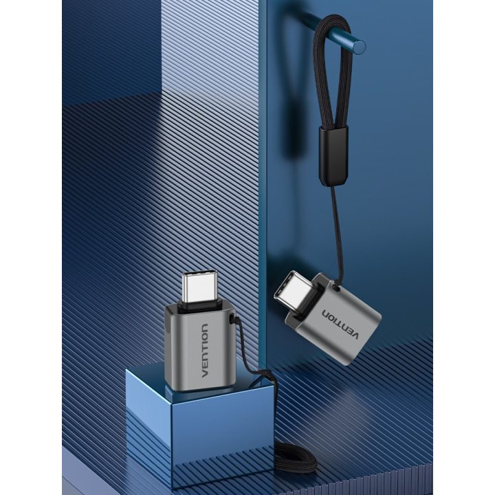 Vention USB-C Male to USB 3.0 Female OTG Adapter Gray Aluminum Alloy Type