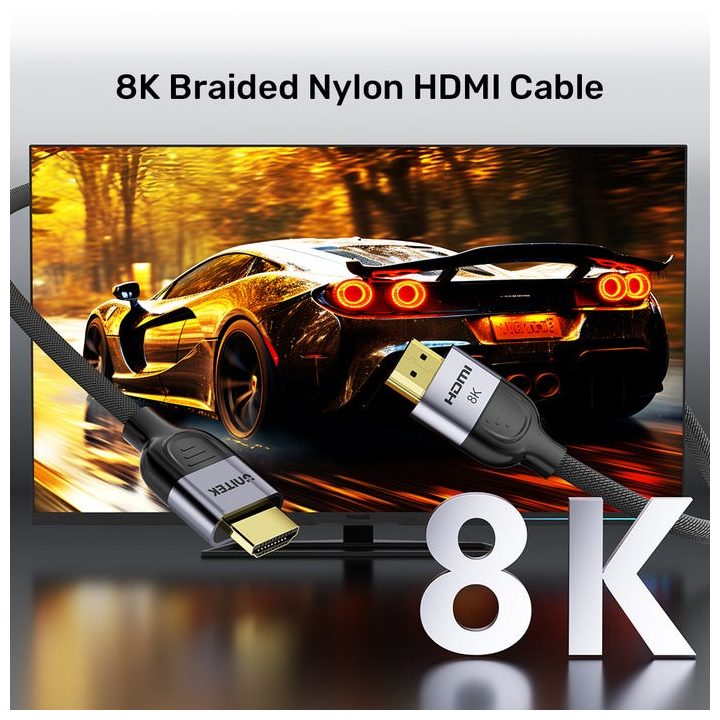 UNITEK 8K Braided Nylon 1M HDMI cable HDMI Type A (Standard) Grey