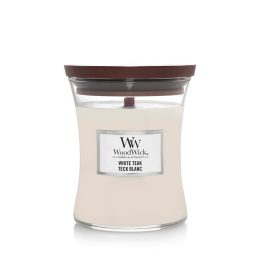 WoodWick White Teak wax candle Cylinder Cedarwood Oak wood Oakmoss Sandalwood 1 pc(s)