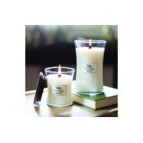 WoodWick White Teak wax candle Cylinder Cedarwood Oak wood Oakmoss Sandalwood 1 pc(s)