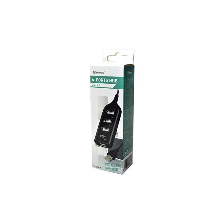 Vakoss TC-234UX interface hub USB 2.0 Black