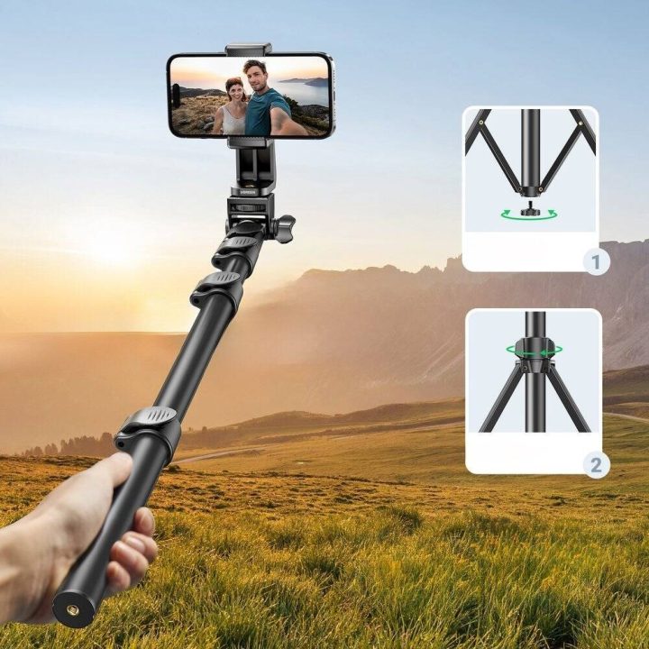 Ugreen selfie stick with stand and remote control LP680 1.8m (black)