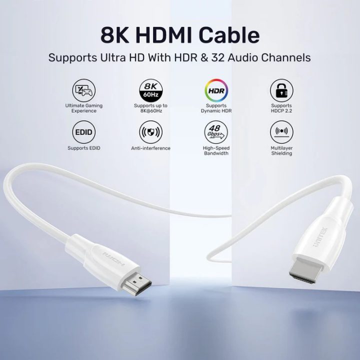 UNITEK HDMI 2.1 8K HDR Cable White 3M