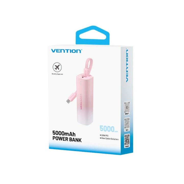 Powerbank Vention 20W USB-C Lightning 5000mAh PINK