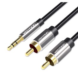 Vention 3.5mm Male to 2RCA Male Audio Cable 1M Black Metal Type