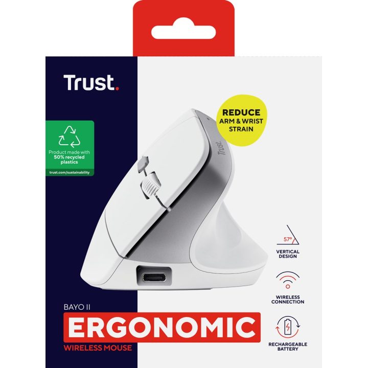 Trust Bayo II - Ergonomic Wireless Mouse (white)