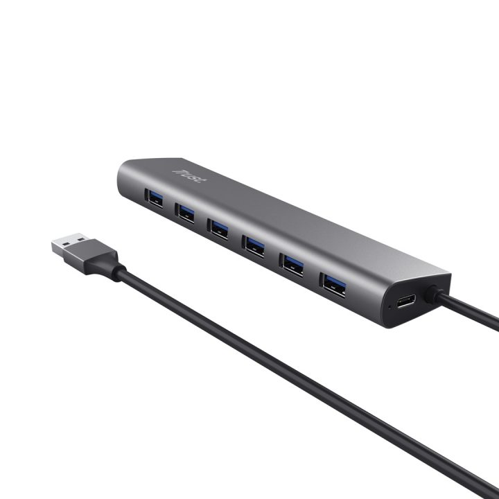 Trust Halyx - Type-A 5000 Mbit/s 7 Port USB 3.2 Gen1 Hub (silver)