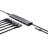 Trust Halyx - Type-A 5000 Mbit/s 7 Port USB 3.2 Gen1 Hub (silver)