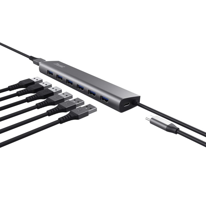 Trust Halyx - Type-A 5000 Mbit/s 7 Port USB 3.2 Gen1 Hub (silver)