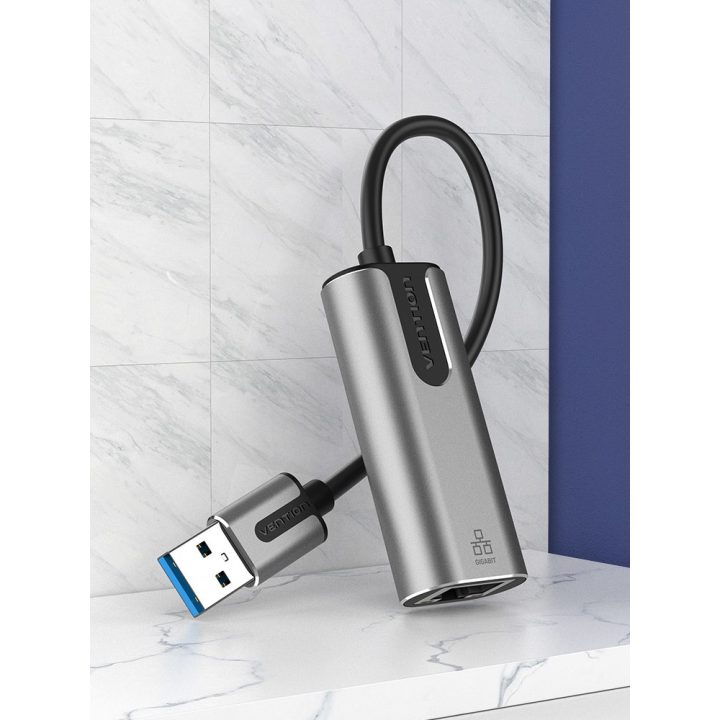 Vention USB 3.0-A to Gigabit Ethernet Adapter Gray 0.15M Aluminum Alloy Type