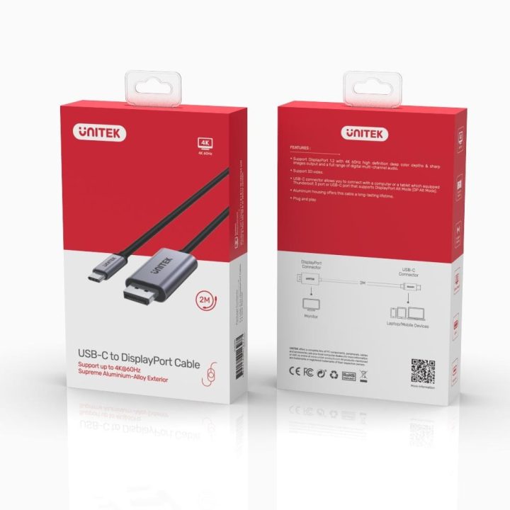 UNITEK V1409A cable gender changer USB-C DisplayPort Black Grey