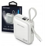 Vention 10000mAh 35W - power bank with USB-C cable (beige)