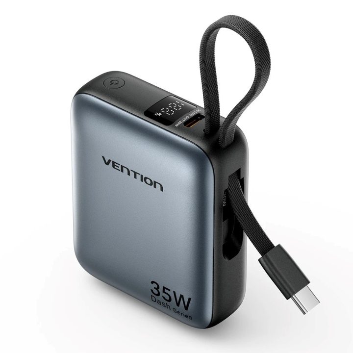 Vention 10000mAh 35W - power bank with USB-C cable (grey)