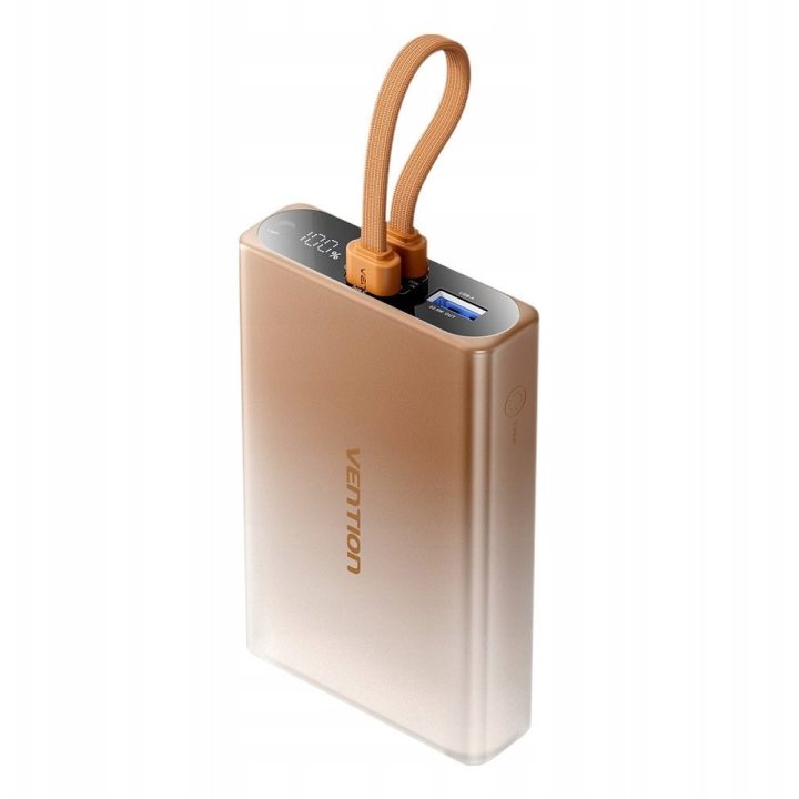 Vention 10000mAh power bank with LED display USB-C + Lightning + USB-A 22.5W (copper)