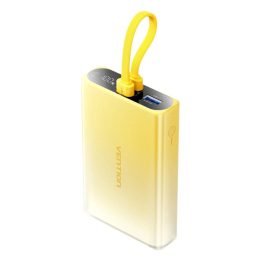 Vention 10000mAh power bank with LED display USB-C + Lightning + USB-A 22.5W (yellow)