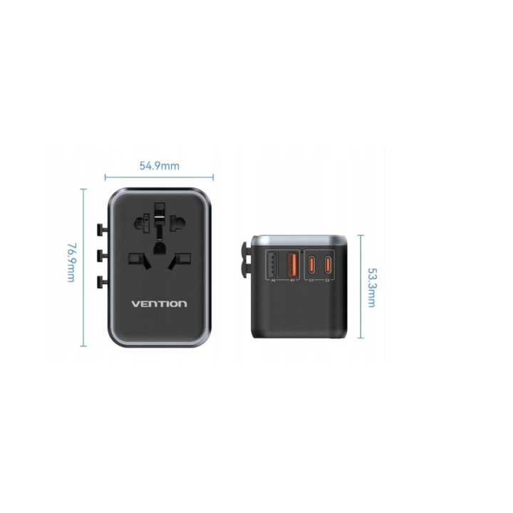 Vention 65W GaN Travel Adapter and Charger 2x USB-A 2x USB-C