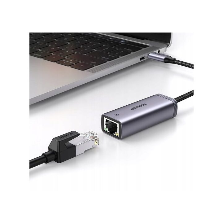 Ugreen external USB Type-C network adapter - RJ45 1 Gbps (1000 Mbps) Grey
