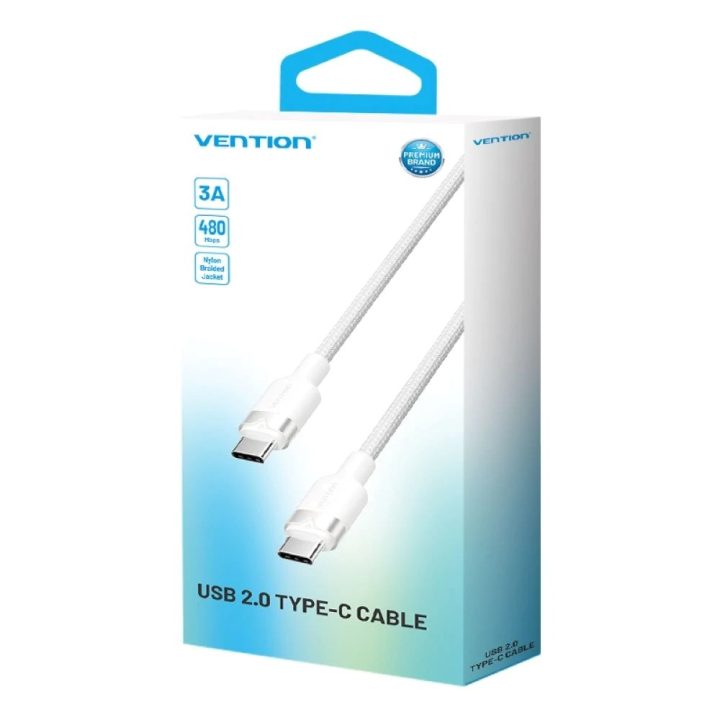 Vention USB-C to C cable braided 3A 480Mbps 60W 2m WH