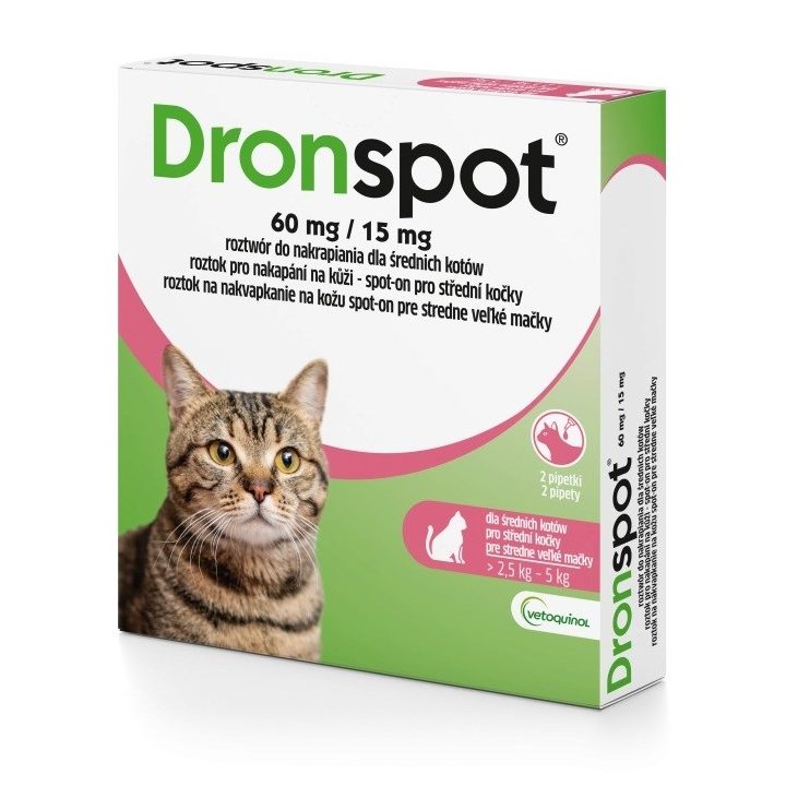 VETOQUINOL Dronspot (2 5-5kg) - deworming drops for cats - 2x0 7ml