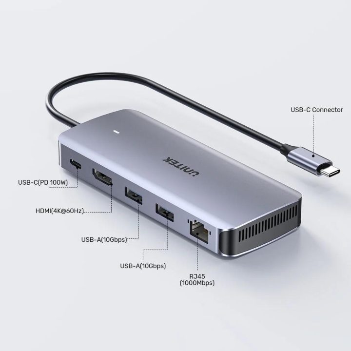 UNITEK ACTIVE HUB USB-C 10GBPS M.2 HDMI PD 100W