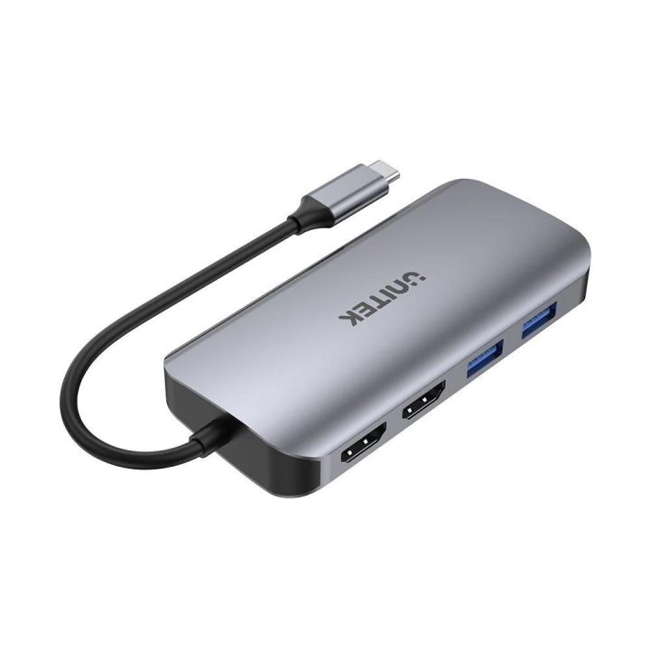 UNITEK ACTIVE HUB USB-C 2X HDMI 4K RJ45 PD 100W