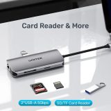 UNITEK ACTIVE HUB USB-C 2X HDMI 4K RJ45 PD 100W