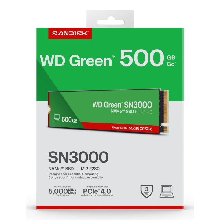 Western Digital Green WD ™ SN3000 NVMe™ SSD POWERED BY SANDISK 500 GB