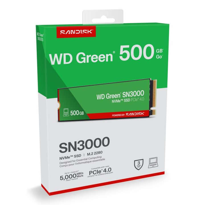 Western Digital Green WD ™ SN3000 NVMe™ SSD POWERED BY SANDISK 500 GB
