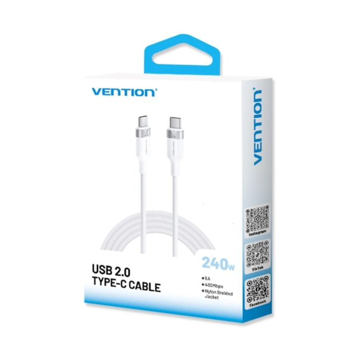 USB-C to C 2.0 Vention PD 3.1 5A 240W 2m WH cable