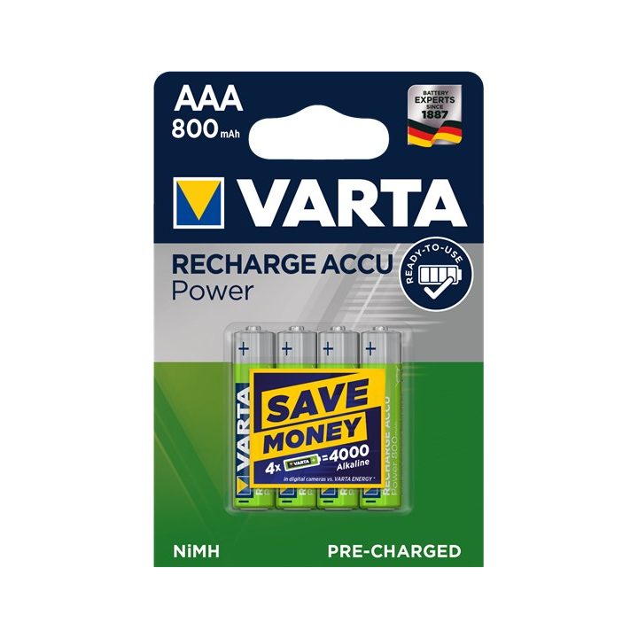 VARTA HR03 AAA Recharge Accu Power 800 mAh 56703 Rechargeable batteries 4 pc(s) Green