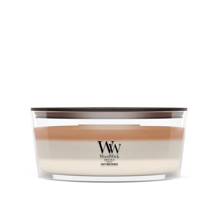 WoodWick Café Macchiato wax candle Ellipse Coffee White Brown 1 pc(s)