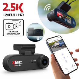 XBLITZ VECTOR 3CH 3-CHANNEL DVR WITH REARVIEW CAMERA Wi-Fi AND GPS
