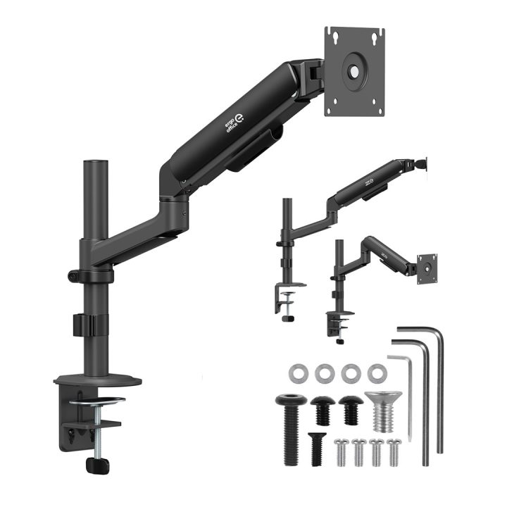 Ergo Office Monitor Mount/Hanger Gas Spring 17 -32 1-10 kg Matte Black Max. VESA 100x100 ER-691 B