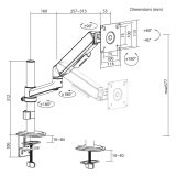 Ergo Office Monitor Mount/Hanger Gas Spring 17 -32 1-10 kg Matte Black Max. VESA 100x100 ER-691 B