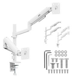 Ergo Office Mount/Hanger for 2 Monitors Gas Spring 17 -32 1-10 kg Matte White ER-692 W