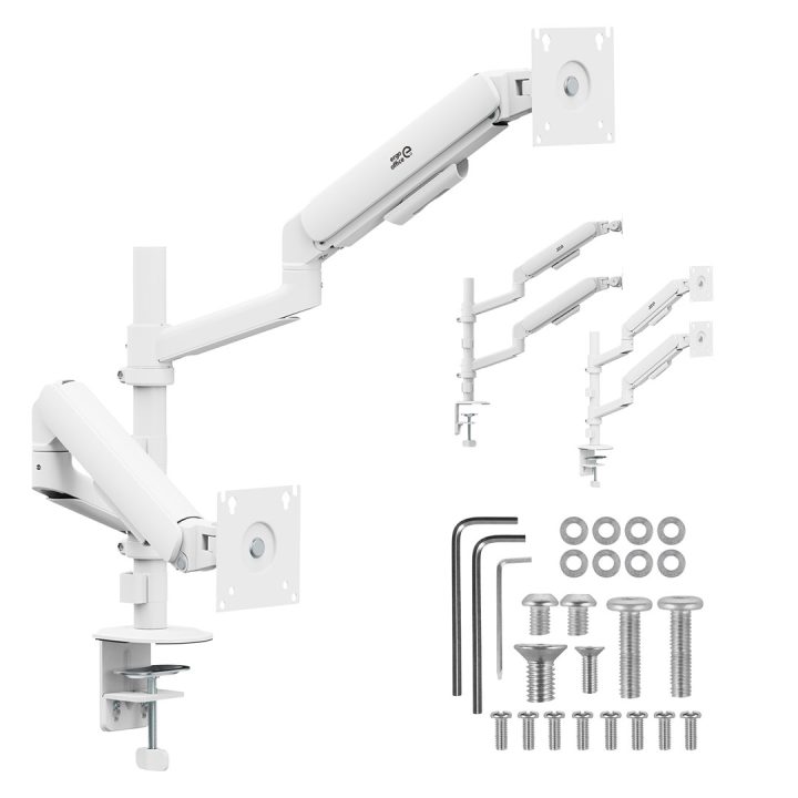 Ergo Office Mount/Hanger for 2 Monitors Gas Spring 17 -32 1-10 kg Matte White ER-692 W