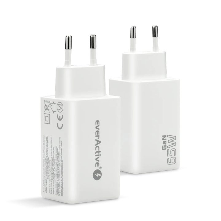 Charger GaN 1 x USB 2 x USB-C Quick Charge 4+ 65W white