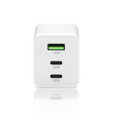 Charger GaN 1 x USB 2 x USB-C Quick Charge 4+ 65W white