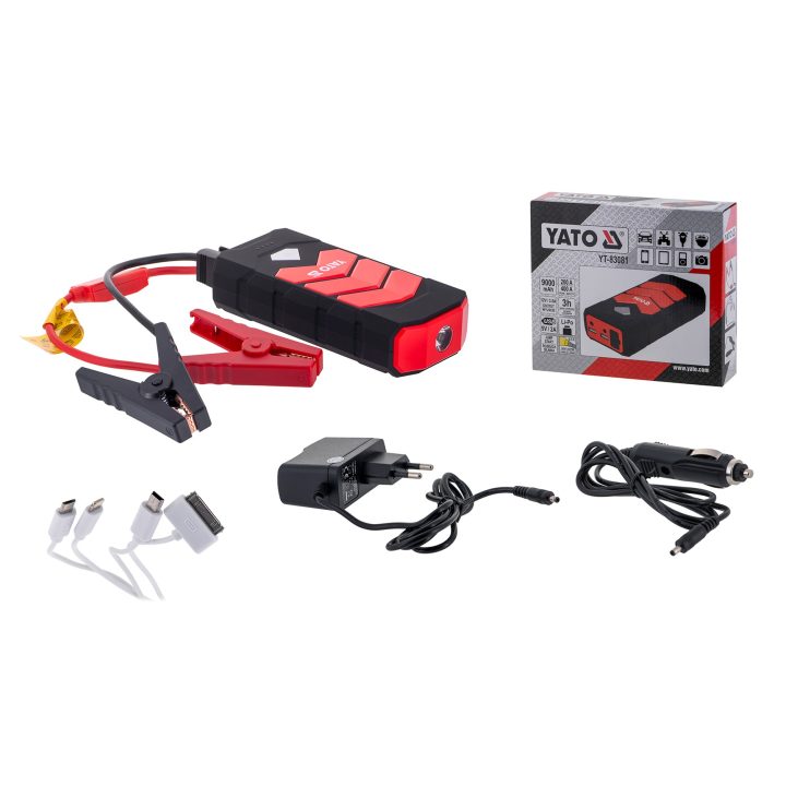 Car jump starter YATO YT-83081 car power bank 9000 mAh 9000 mAh Black Orange