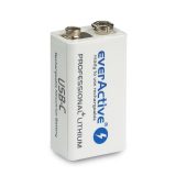 Rechargeable battery everActive 6F22/9V Li-ion 550 mAh with USB TYPE C