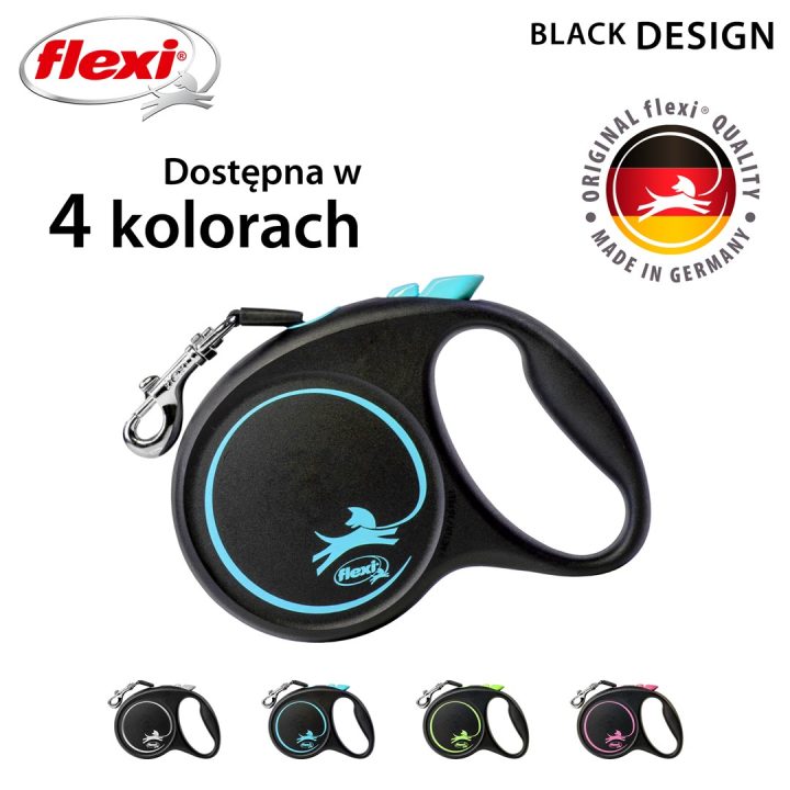 Flexi Automatic leash Black Design M 5 m Blue